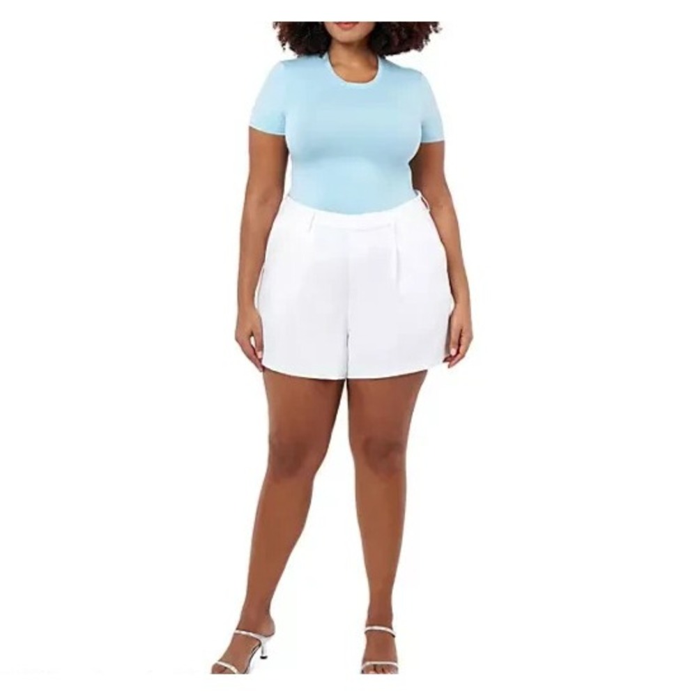 Edited by Remi Bader Womens White Trouser Short Plus Size 26W High Rise